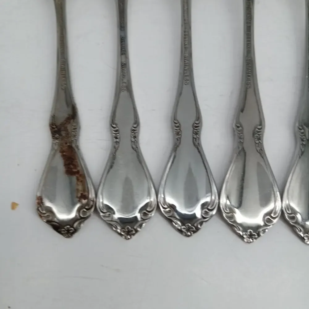 6X SF Oneida CHATEAU Stainless Flatware Salad Forks Glossy USA